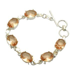 Morganite Gemstone Ethnic Sterling Silver Bracelet Jewelry 14 Gms